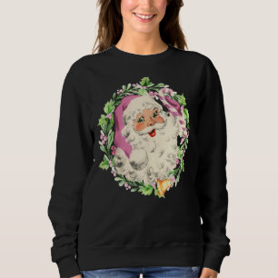 Vintage Pink Santa Claus Pink Christmas 1 Sweatshirt