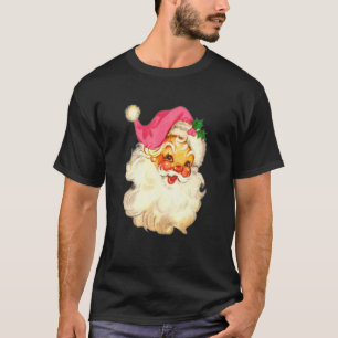 Vintage Pink Santa Claus Pink Christmas 3 T-Shirt