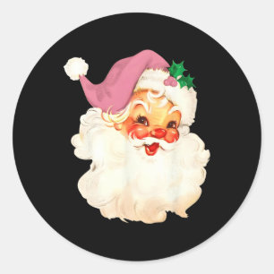 Vintage Pink Santa Claus Pink Christmas Design  Classic Round Sticker