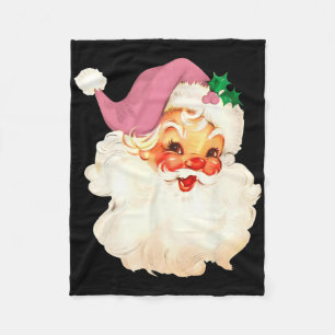 Vintage Pink Santa Claus Pink Christmas Design  Fleece Blanket