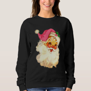 Vintage Pink Santa Claus Pink Christmas Design Sweatshirt