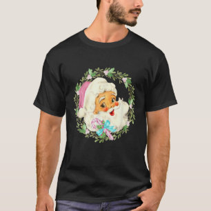 Vintage Pink Santa Claus Pink Christmas Design T-Shirt