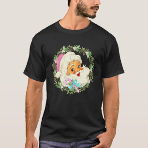 Vintage Pink Santa Claus Pink Christmas Design T-Shirt