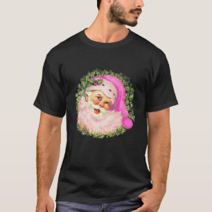 Vintage Pink Santa Claus Pink Christmas Design T-Shirt