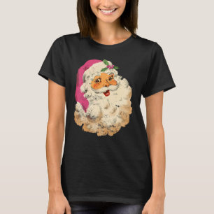 Vintage Pink Santa Claus Pink Christmas Design T-Shirt