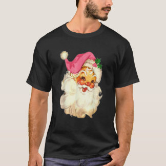 Vintage Pink Santa Claus Pink Christmas Design T-Shirt