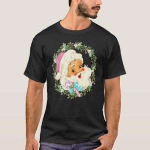 Vintage Pink Santa Claus Pink Christmas Design T-Shirt