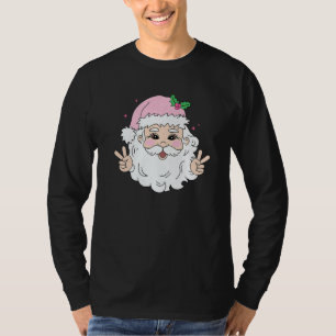 Vintage Pink Santa Claus Pink Christmas T-Shirt
