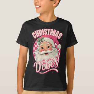 Vintage Pink Santa Claus Pink Christmas Vibes Paja T-Shirt