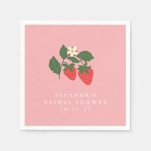 Vintage Pink Strawberry Boho Bridal Shower Custom Napkin