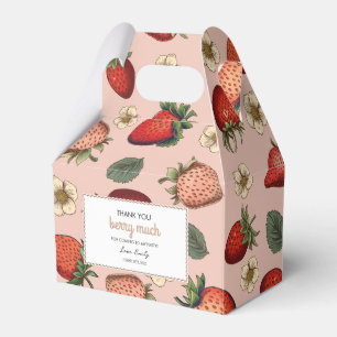 Vintage Pink Strawberry Pattern Favour Box