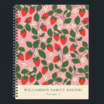 Vintage Pink Strawberry Personalised Recipe  Notebook<br><div class="desc">Summer Vintage Pink Strawberry Boho Nature Personalised Recipe Notebook</div>