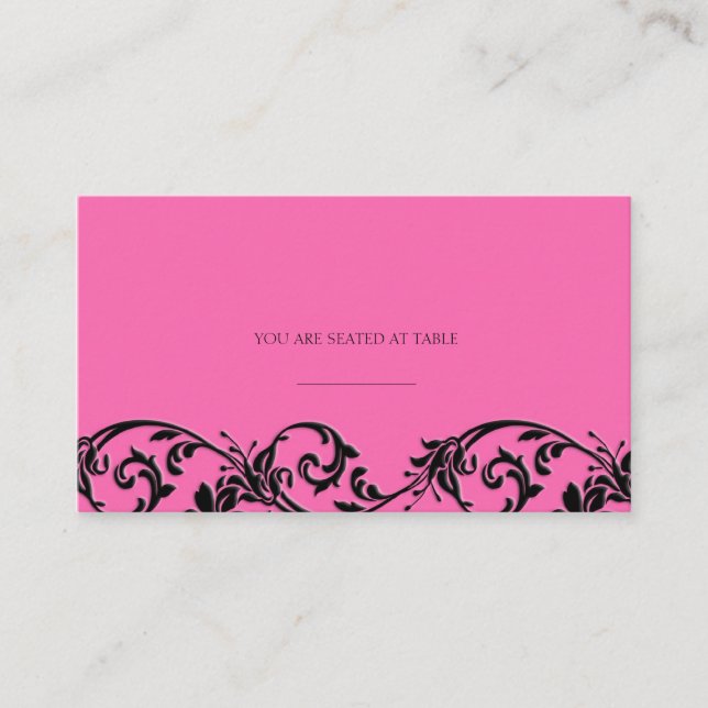 Vintage Pink Swirl Wedding Placecards (Front)