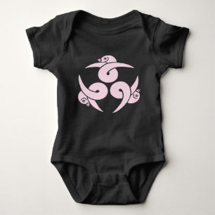 Vintage Pink Three Geese Japan Mon Oriental Art Baby Bodysuit