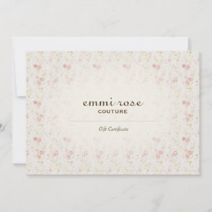 Vintage Pink Tiny Rose Print Gift Certificate