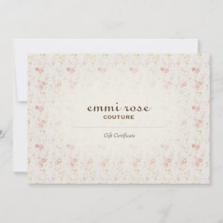 Vintage Pink Tiny Rose Print Gift Certificate