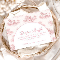 Vintage Pink Toile Baby Shower Diapper Raffle