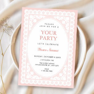 Vintage Pink Toile  Invitation