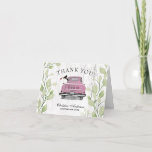 Vintage Pink Truck Rustic 2025 Graduation Thank You Card