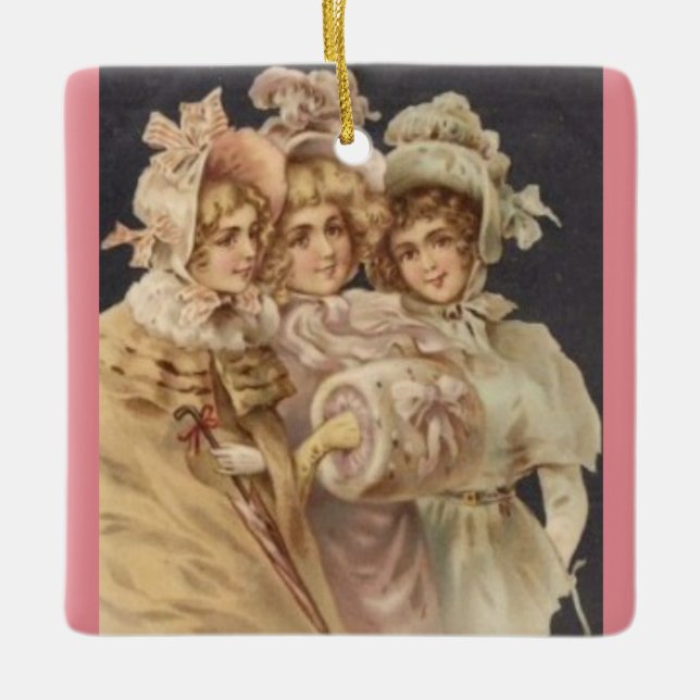 Vintage Pink Victorian Christmas Ornament (Front)