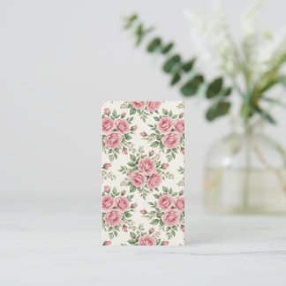 Vintage Pink Watercolor Roses Floral Seamless Business Card