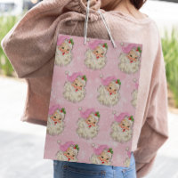 Vintage Pink Watercolor Santa Retro  