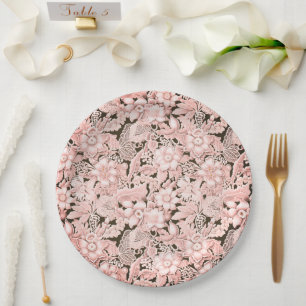 Vintage Pink Wedding Lace Paper Plate