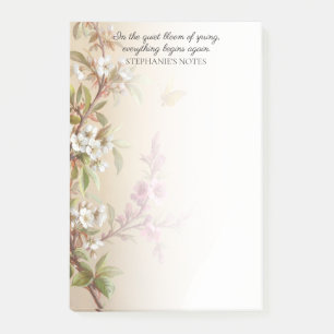 Vintage Pink White Blossom Butterfly Quote Post-it Notes