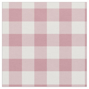 Vintage Pink & White Plaid Gingham Fabric