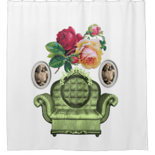 vintage pink white showercurtain shower curtain