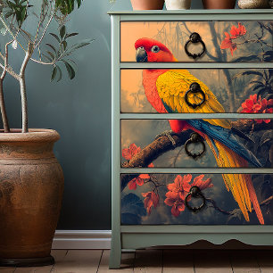 Vintage Pink Yellow Parrot Tissue Paper