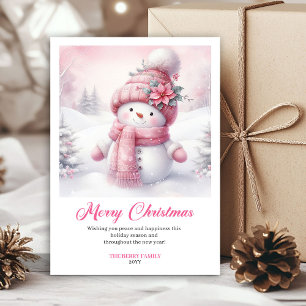 Vintage Pinkmas Editable Christmas Scene Greeting Holiday Card