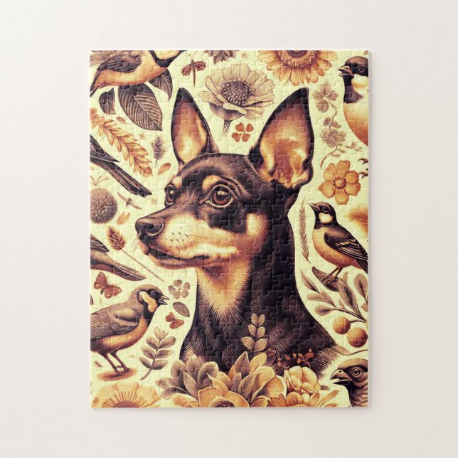 Vintage Pinscher Illustration Jigsaw Puzzle (Vertical)