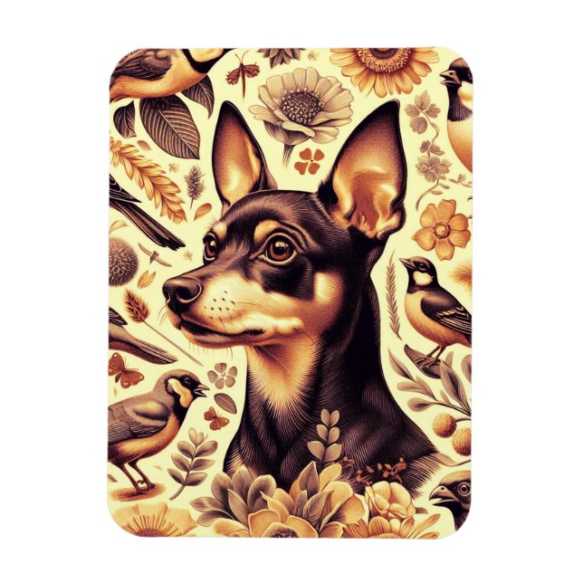 Vintage Pinscher Illustration Magnet (Vertical)