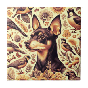 Vintage Pinscher Illustration Tile