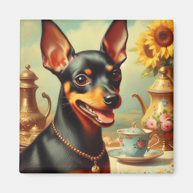 Vintage Pinscher Painting Magnet (Front)