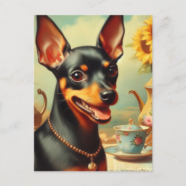 Vintage Pinscher Painting Postcard (Front)