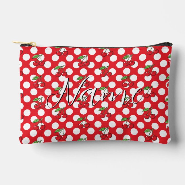 Vintage Pinup Cherry Pattern Cosmetic Pouch (Front)