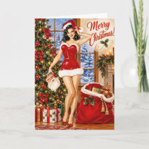 Vintage Pinup Christmas Card