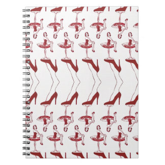 Vintage Pinup Cocktail Glass Watercolour Notebook