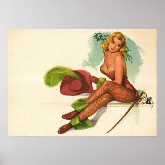 Vintage Pinup Girl Original Colouring 10 Poster