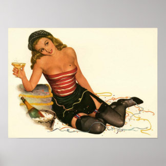 Vintage Pinup Girl Original Colouring 11 Poster
