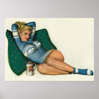 Vintage Pinup Girl Original Colouring 12 Poster
