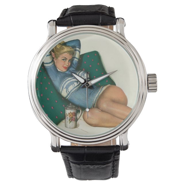 Vintage Pinup Girl Original Colouring 12 Watch (Front)
