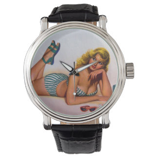 Vintage Pinup Girl Original Colouring 2 Watch