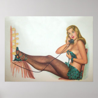 Vintage Pinup Girl Original Colouring 4 Poster