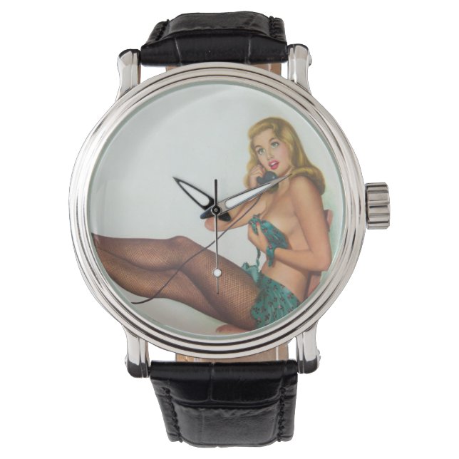 Vintage Pinup Girl Original Colouring 4 Watch (Front)