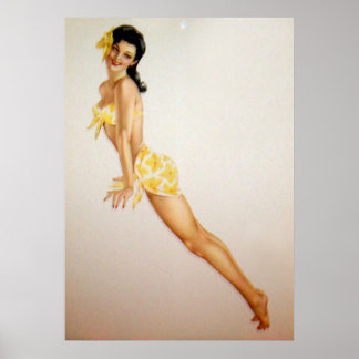 Vintage Pinup Girl Original Colouring 7 Poster