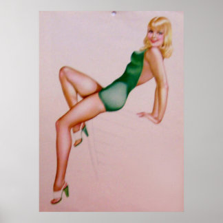 Vintage Pinup Girl Original Colouring 8 Poster