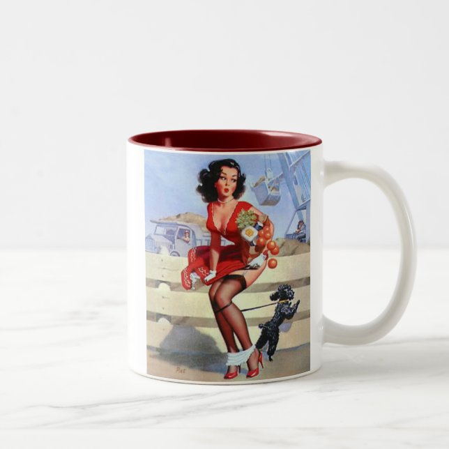 Vintage pinup Two-Tone coffee mug (Right)